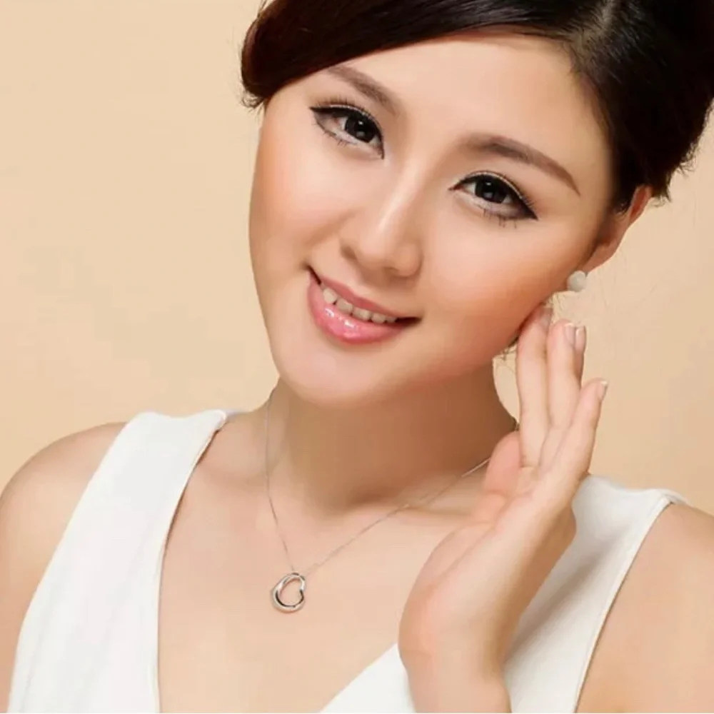 Open Heart Sterling Silver Chain Necklace - Picture 5 of 10